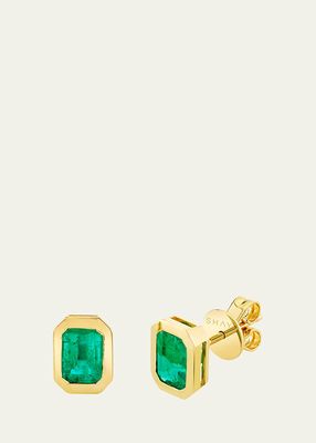 Emerald Bezel-Set Stud Earrings