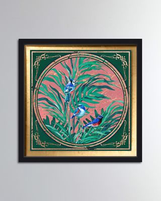 Emerald Blue Birds Print