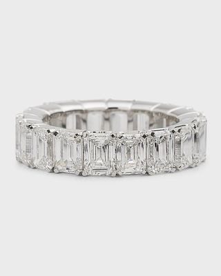 Emerald-Cut Lab Grown Diamond 18K White Gold Eternity Band Ring, Size 6