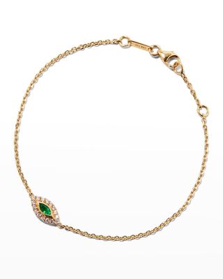 Emerald Evil Eye Bracelet with Diamonds