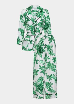 Emerald Fleurs Botanical-Print Pajama Set