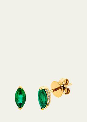 Emerald Marquise Halo Stud Earrings
