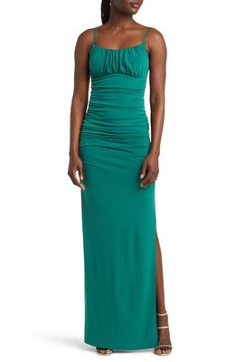 Emerald Sundae Emma Ruched Knit Gown in Hunter
