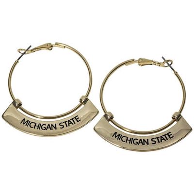 EMERSON STREET Michigan State Spartans Weller Gold Hoop Earrings