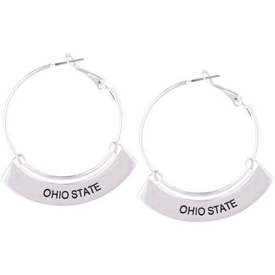 EMERSON STREET Ohio State Buckeyes Weller Silver Hoop Earrings