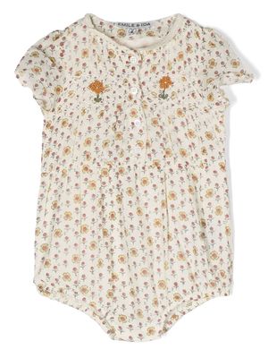 Emile Et Ida daisy-print floral-embroidered body - Neutrals