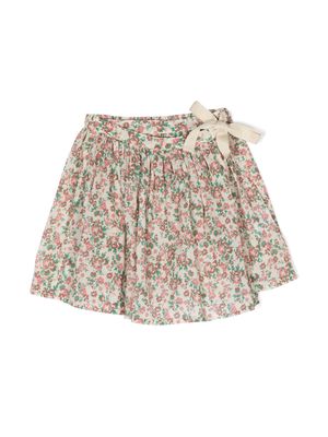 Emile Et Ida floral-print pleated cotton skirt - Neutrals