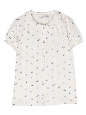 Emile Et Ida fruit-print organic-cotton blouse - Neutrals