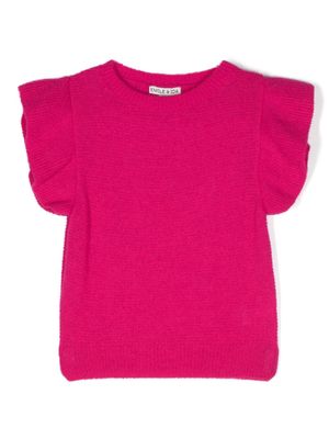Emile Et Ida ruffle-detailing round-neck T-shirt - Pink