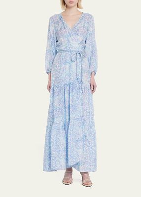 Emilia Floral Silk Maxi Wrap Dress