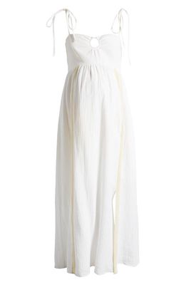 Emilia George Chloe Lace Maternity Midi Dress in White