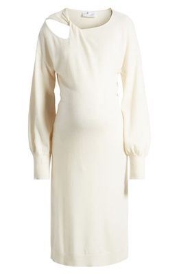 Emilia George Gaia Cutout Long Sleeve Wool & Cashmere Maternity Sweater Dress in White