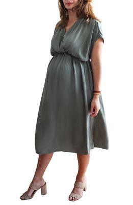 Emilia George Irene Maternity/Nursing Dress in Olive Green