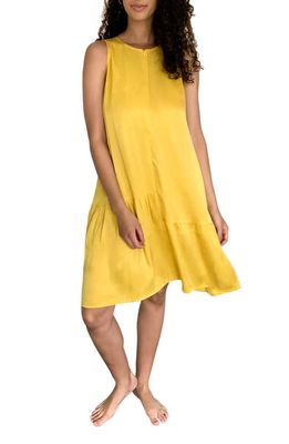 Emilia George Violette Satin Maternity/Nursing Dress in Bright Yellow