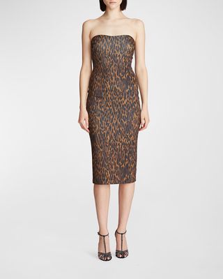 Emilia Strapless Leopard-Print Bodycon Dress
