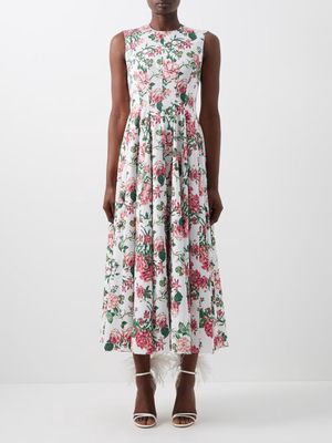 Emilia Wickstead - Chelsea Floral-print Cotton-poplin Dress - Womens - Pink Multi