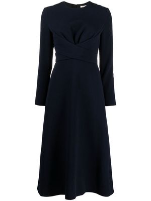 Emilia Wickstead Elta cross-waist navy dress - Blue