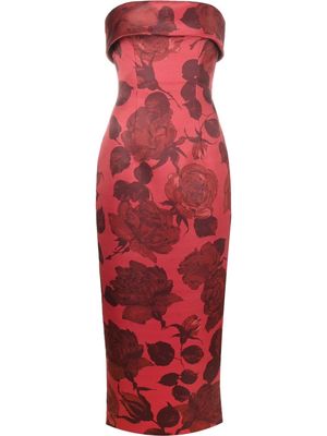 Emilia Wickstead floral-print strapless maxi dress - Red