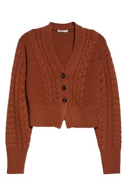 Emilia Wickstead Jacks Cable Knit Wool V-Neck Cardigan in Amber