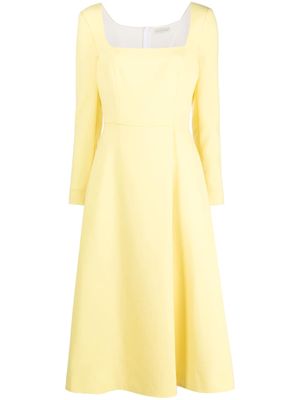 Emilia Wickstead long-sleeve flared midi dress - Yellow