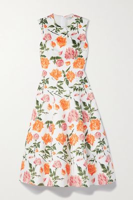 Emilia Wickstead - Mara Floral-print Faille Midi Dress - Orange