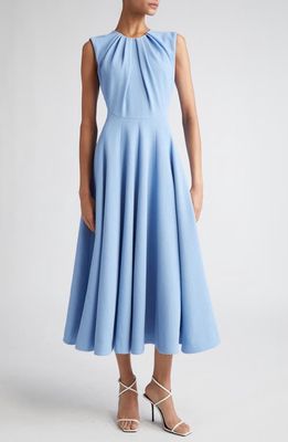 Emilia Wickstead Marlen Pleated Double Crepe A-Line Dress in Celeste Blue