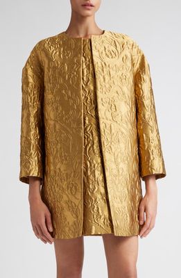 Emilia Wickstead Phaedra Floral Jacquard Metallic Jacket in Gold Lurex