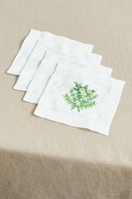 Emilia Wickstead - Set Of Four Printed Linen Napkins - Green