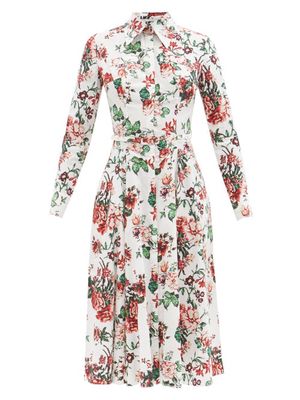 Emilia Wickstead - Siouxsie Floral-print Cotton-poplin Shirt Dress - Womens - Red Multi