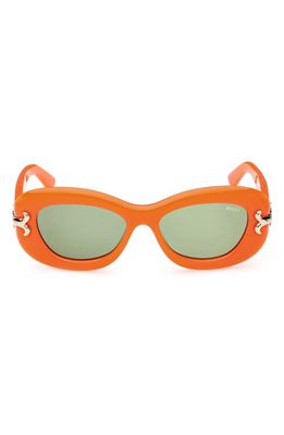 Emilio Pucci 52mm Geometric Sunglasses in Shiny Orange /Green