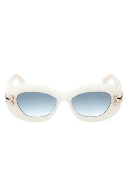 Emilio Pucci 52mm Gradient Geometric Sunglasses in White /Gradient Blue