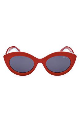 Emilio Pucci 53mm Small Cat Eye Sunglasses in Shiny Red /Blue