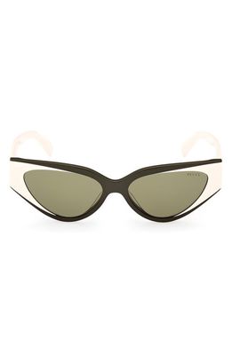 Emilio Pucci 55mm Cat Eye Sunglasses in Shiny Dark Green /Green