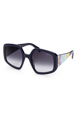 Emilio Pucci 55mm Geometric Sunglasses in Shiny Blue /Gradient Blue
