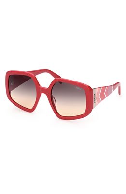 Emilio Pucci 55mm Geometric Sunglasses in Shiny Red /Gradient Smoke
