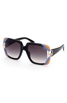 Emilio Pucci 57mm Square Sunglasses in Black/Other /Gradient Smoke