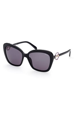 Emilio Pucci 58mm Butterfly Sunglasses in Shiny Black /Smoke