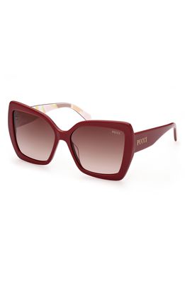 Emilio Pucci 58mm Butterfly Sunglasses in Shiny Violet /Gradient Brown