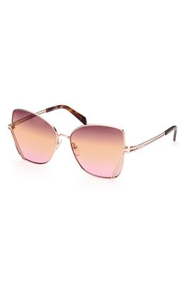 Emilio Pucci 59mm Butterfly Sunglasses in Shny Ros Gld /Grdnt Brwn