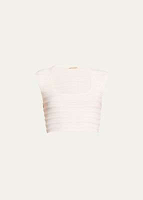 Emille Square-Neck Sleeveless Crop Top