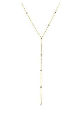 Emily 14K-Gold-Plated & Cubic Zirconia Lariat Necklace
