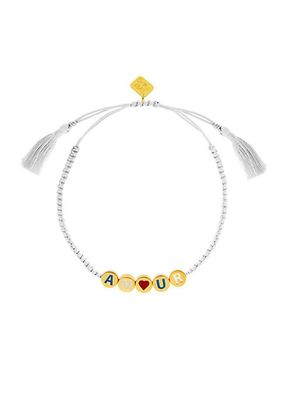 Emily In Paris Amour 18K Gold-Plated Bead & Enamel Cord Bracelet