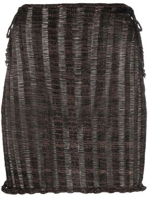 Emma Gudmundson striped woven mini skirt - BROWN BLACK