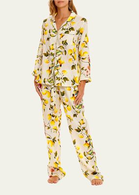 Emma Lemon-Print Cotton Pajama Set