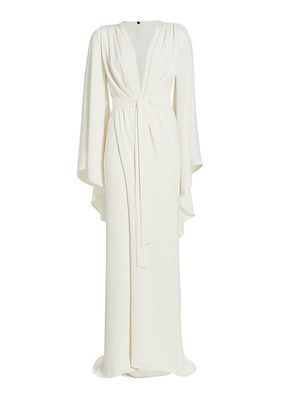 Emma Long-Sleeve Woven Gown