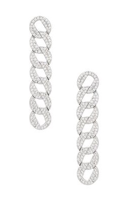 EMMA PILLS Chain Link Earrings in Metallic Silver.