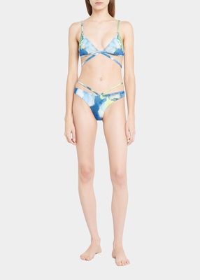 Emmalynn Watercolor Strappy Bikini Bottoms