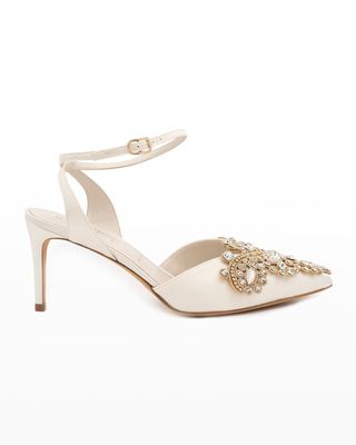 Emmie Jeweled Ankle-Strap Pumps