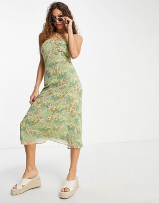 Emory Park floral print halter midi dress in green