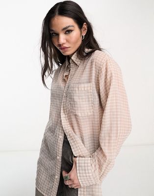 Emory Park textured oversized shirt in beige-Neutral